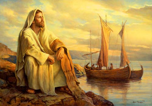 jesus prie près de la mer
